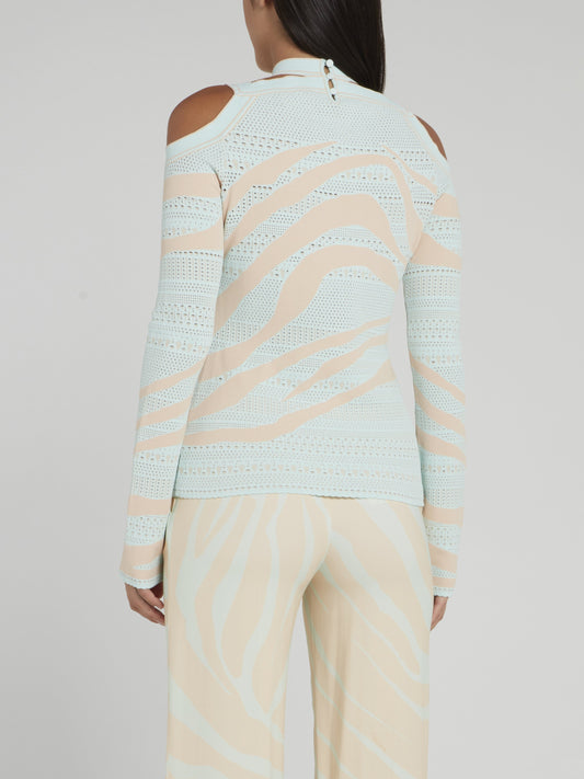 Halter Cold Shoulder Knitted Pullover