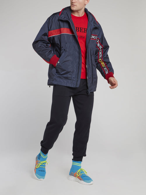 Темно-синяя спортивная куртка из нейлона