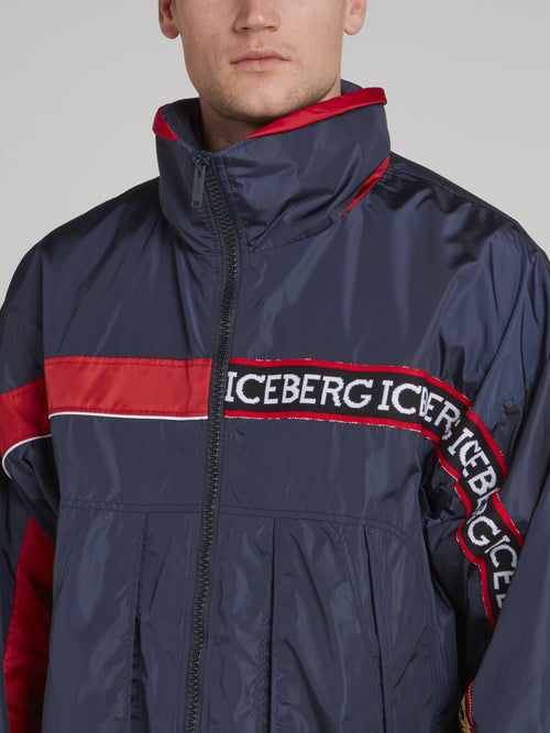 Темно-синяя спортивная куртка из нейлона