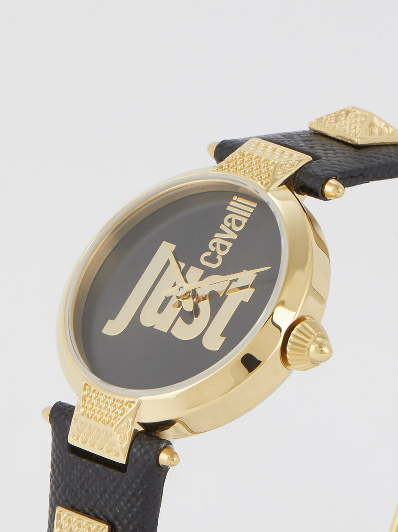 Just Mio Black Logo Dress Watch